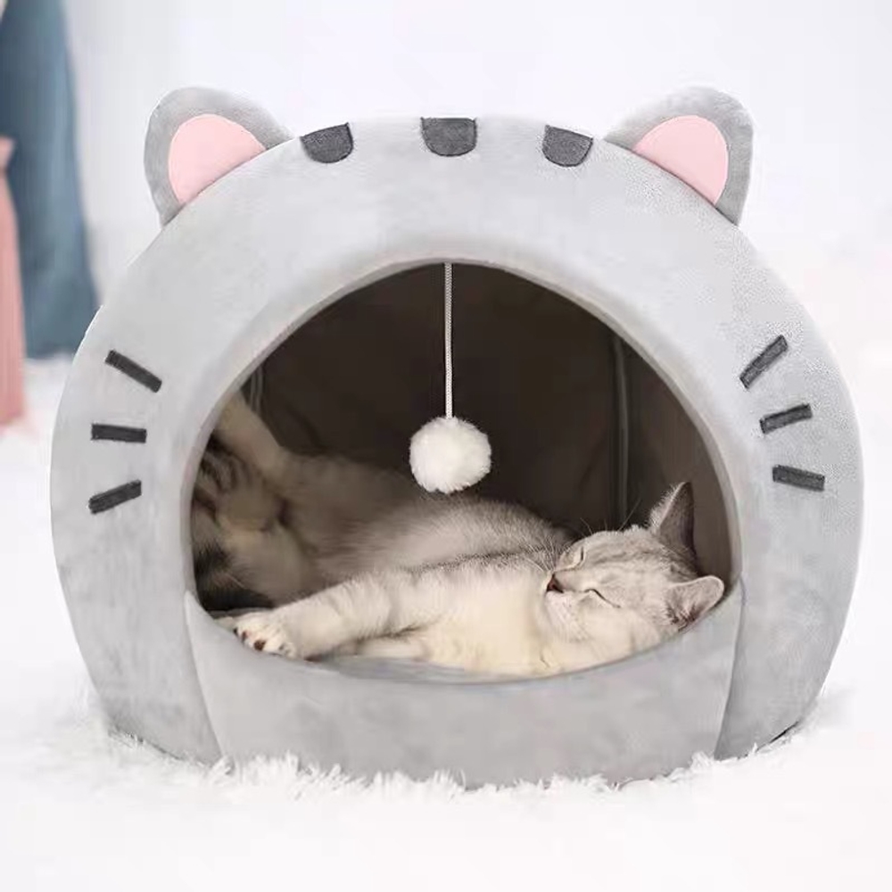 고양이 강아지 아늑한 숨숨집 하우스 따뜻한 반려동물 은신처 나만의공간 소품 장식 S 32x32x32 그레이 냥냥집 - 상품 이미지