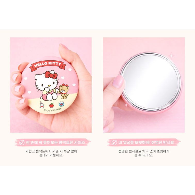 헬로 키티 거울 귀여운 캐릭터 원형 납작 거울 굿즈 선물 - 상세 이미지 2