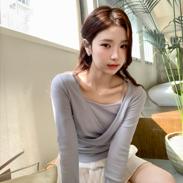 슬리브리스 랩 긴팔 티셔츠 세트 st3070 - 상품 이미지