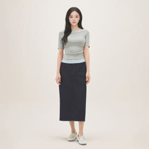 로엠 린넨 데님 H라인 롱 스커트 RMWJG25G11 착용 후기 | 사이즈/핏 총정리 - 상품 이미지 3
