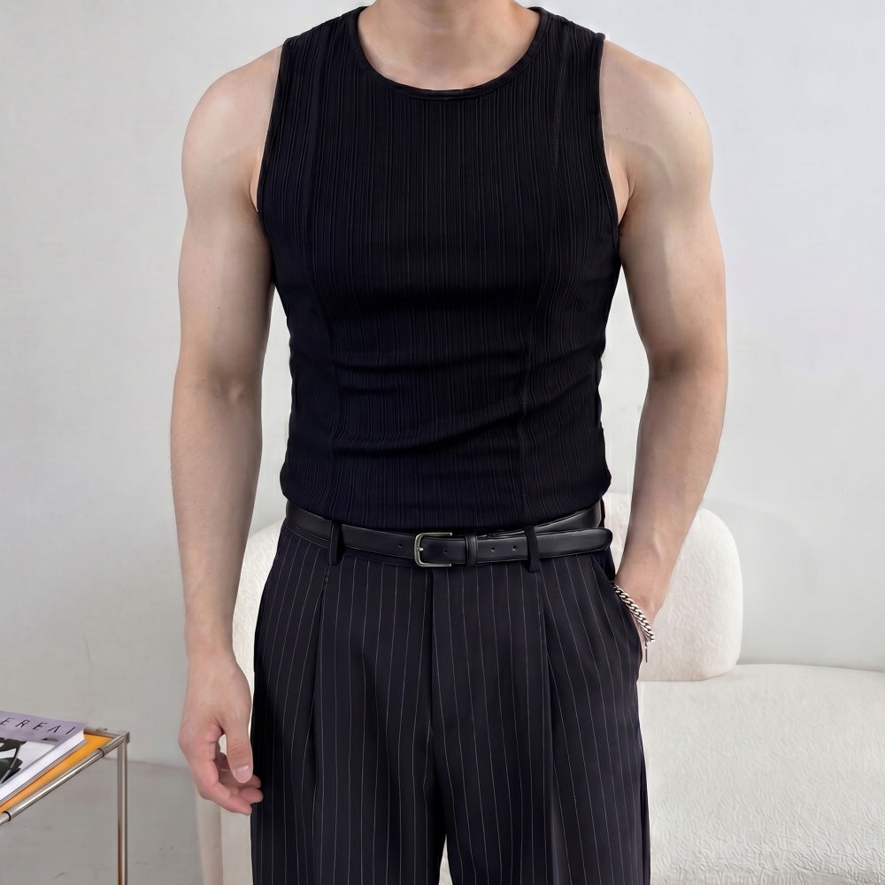 1+1 머슬핏 슬림 쿨 스판 남자헬스나시 절개 민소매티 - 상세 이미지 2