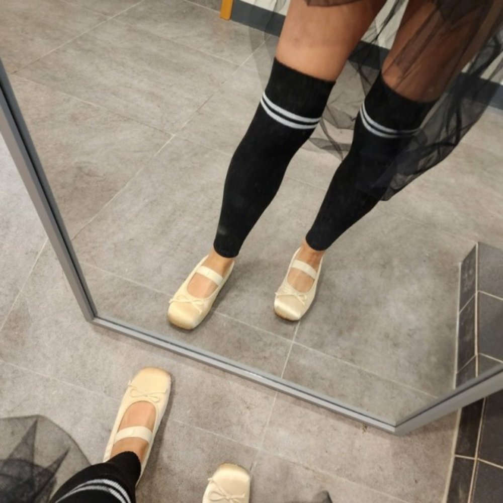 레그워머 기모소재 방한용품 줄무늬 니트워머 다리토시 - 상품 이미지