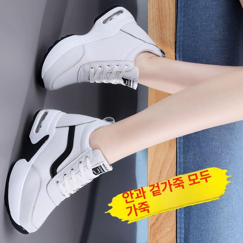 굽높은 여성키높이운동화 스니커즈 에어쿠션 슈즈 통굽 쿠션좋은 여자러닝화 - 상세 이미지 2