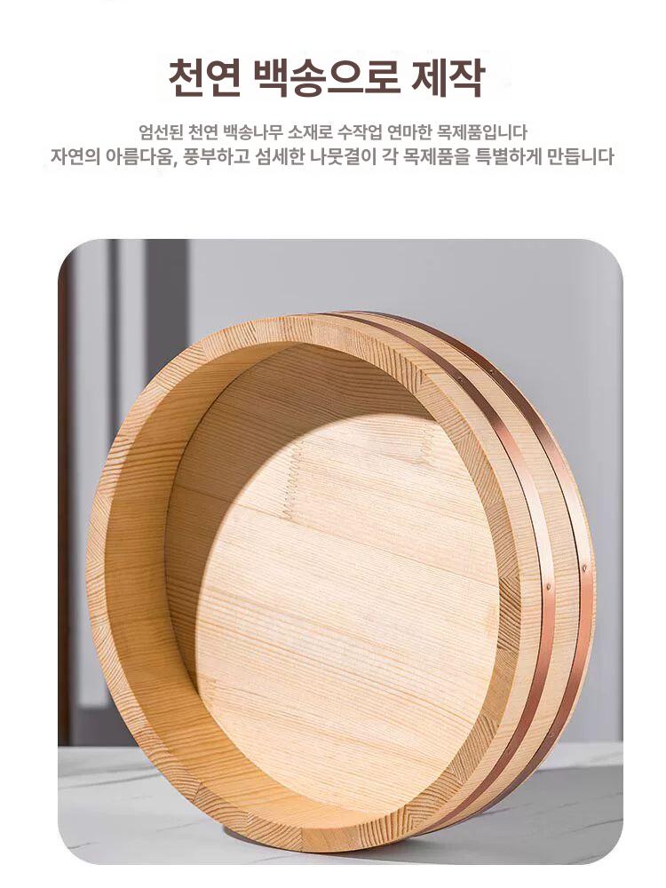 나무통 보온용기 초밥통 보온통 원형 스시밥통 컨테이너 - 상세 이미지 5