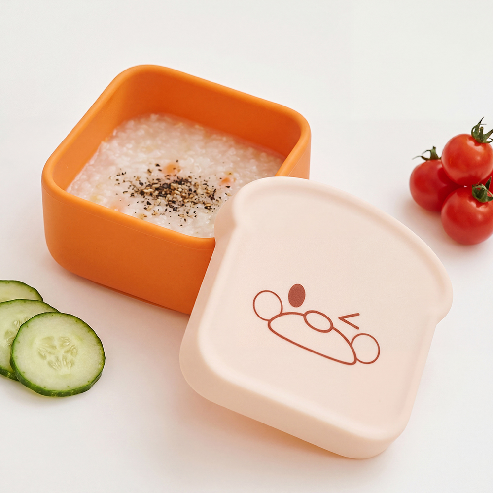 퍼기 브레드이발소 식빵 실리콘 흡착볼 토핑 이유식 용기 유아 아기 그릇 - 상품 이미지