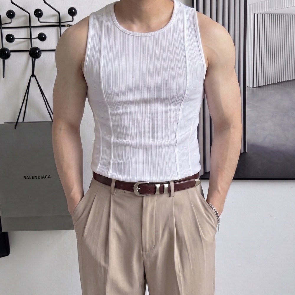 1+1 머슬핏 슬림 쿨 스판 남자헬스나시 절개 민소매티 이미지 8