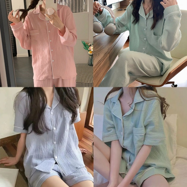 남녀공용 여름잠옷 상하세트 커플잠옷 시어서커 파자마 홈웨어LACH4950021 - 상품 이미지