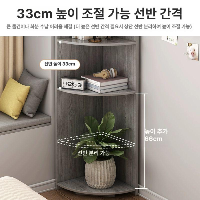 코너 틈새수납장 선반 북유럽 진열장 모서리장 인테리어 구석 모퉁이 삼각장 삼각틈새 - 상세 이미지 4
