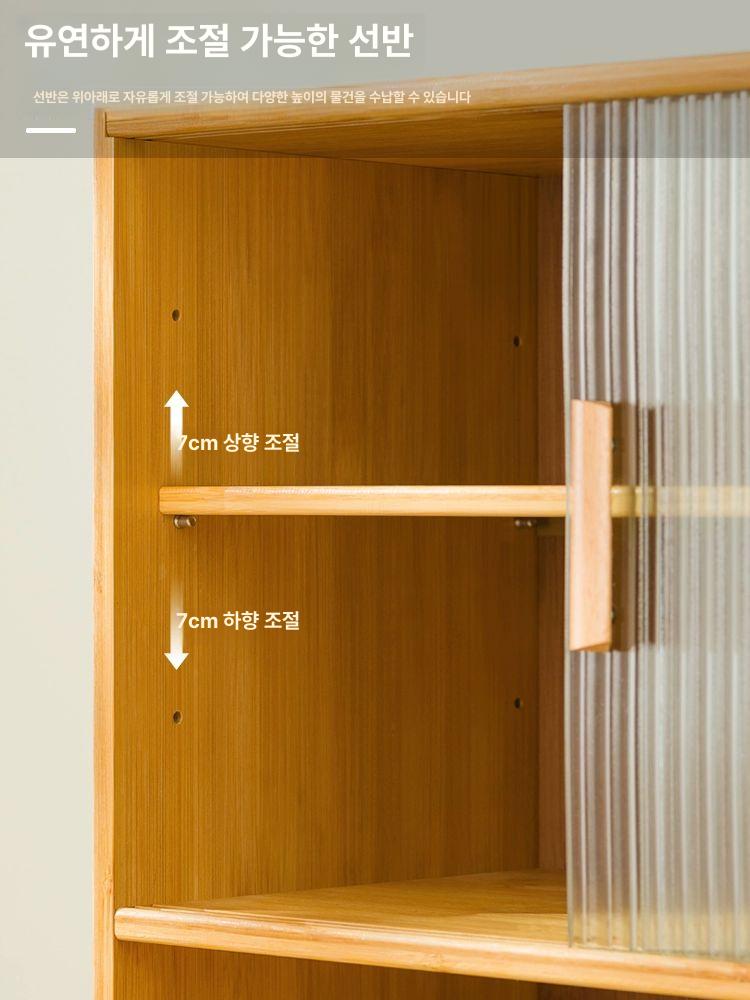 원목 우드쇼케이스 유리진열장 찬장 미닫이수납장 카페 캐비닛 도어 미니수납장 선반 - 상세 이미지 5
