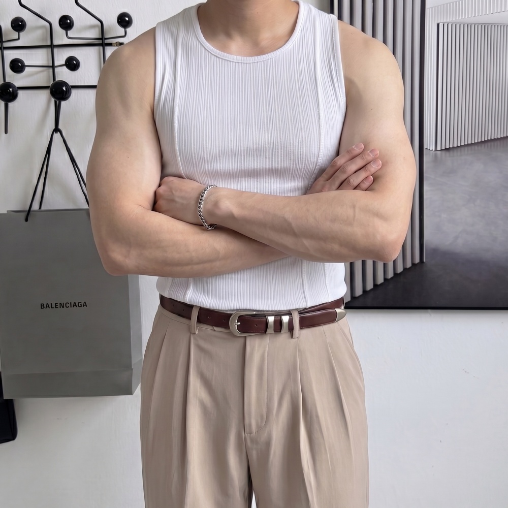 1+1 머슬핏 슬림 쿨 스판 남자헬스나시 절개 민소매티 이미지 7