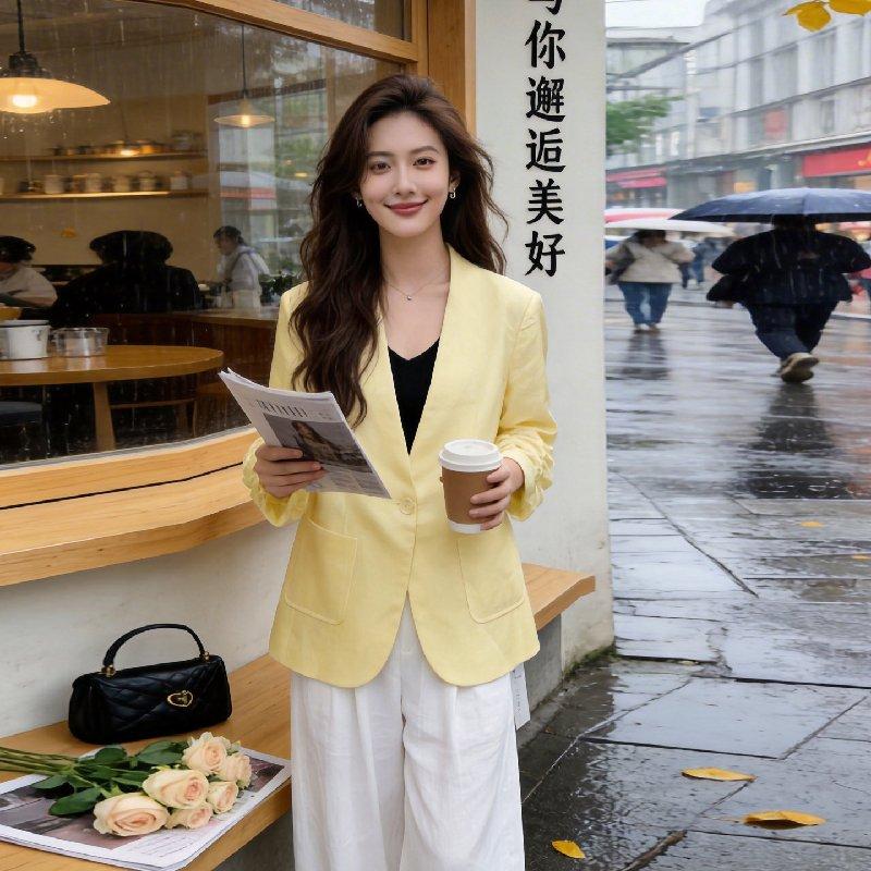 여성 린넨 자켓 7부 소매 여름 블레이저 마자켓 - 상세 이미지 4
