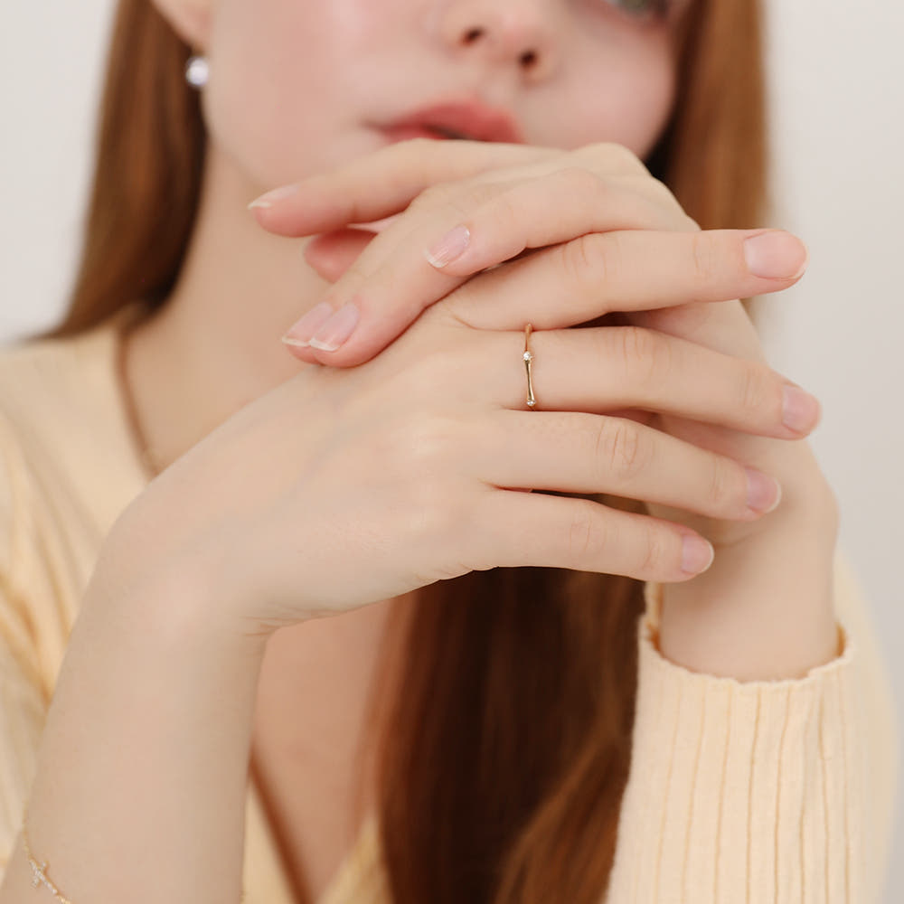 14k큐빅가드링 벌집 헥사곤반지 육각 검지 실반지 11호 - 상품 이미지