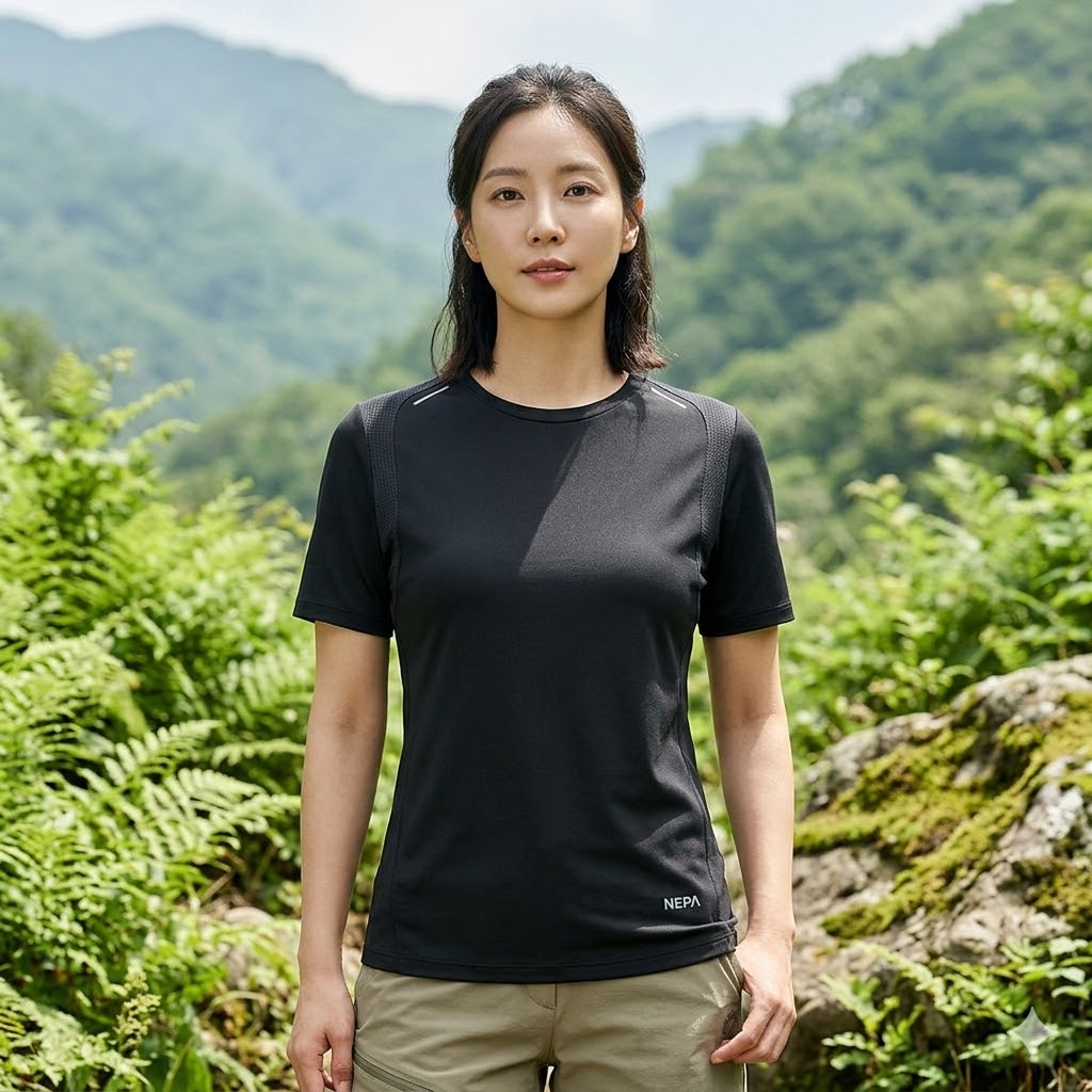 네파 여름 여성 아웃도어 트레일 러닝 냉감 스판 등산 반팔티셔츠 - 상품 이미지