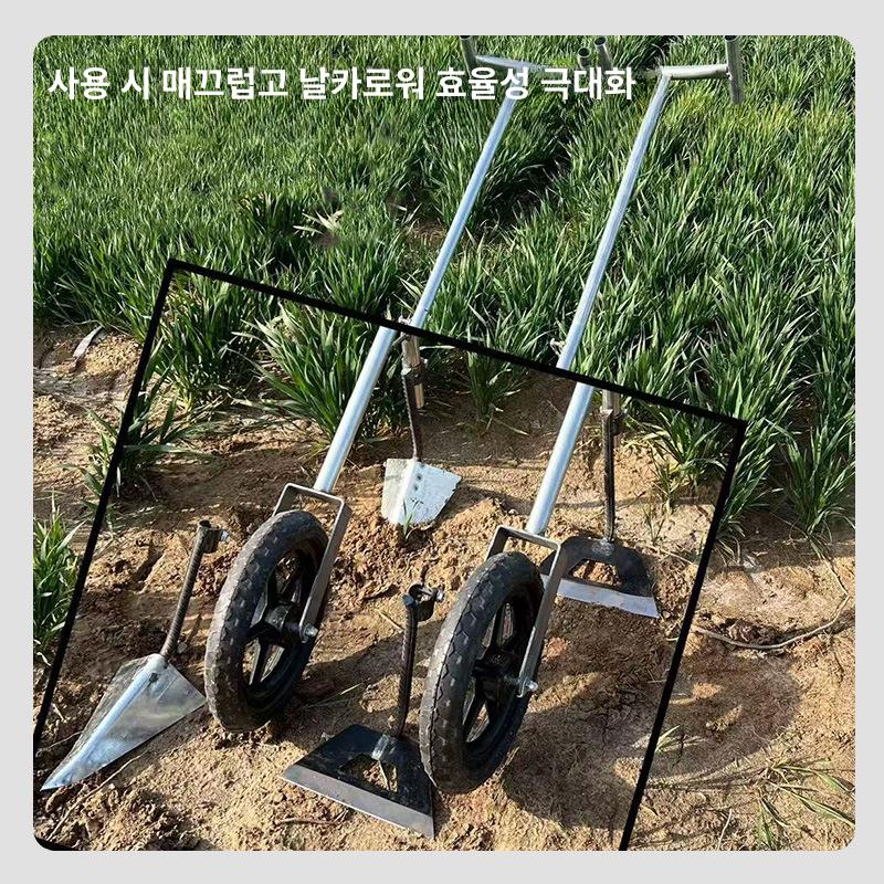 잡초 제거기 밭갈이 파종기 수확기 회전 경운기 손밀기형 농업용 프레임+대형 삼각 괭이 - 상세 이미지 3
