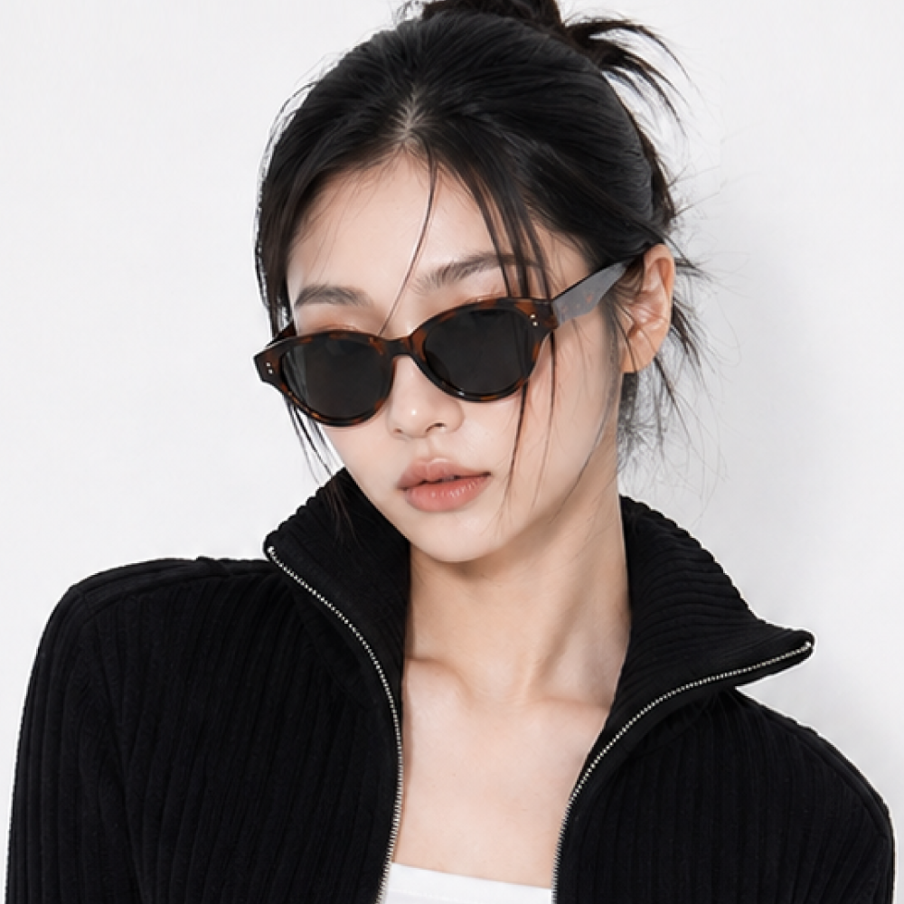오벌 선글라스 호피 뿔테 패션 선글라스 마카롱 m1821 - 상품 이미지