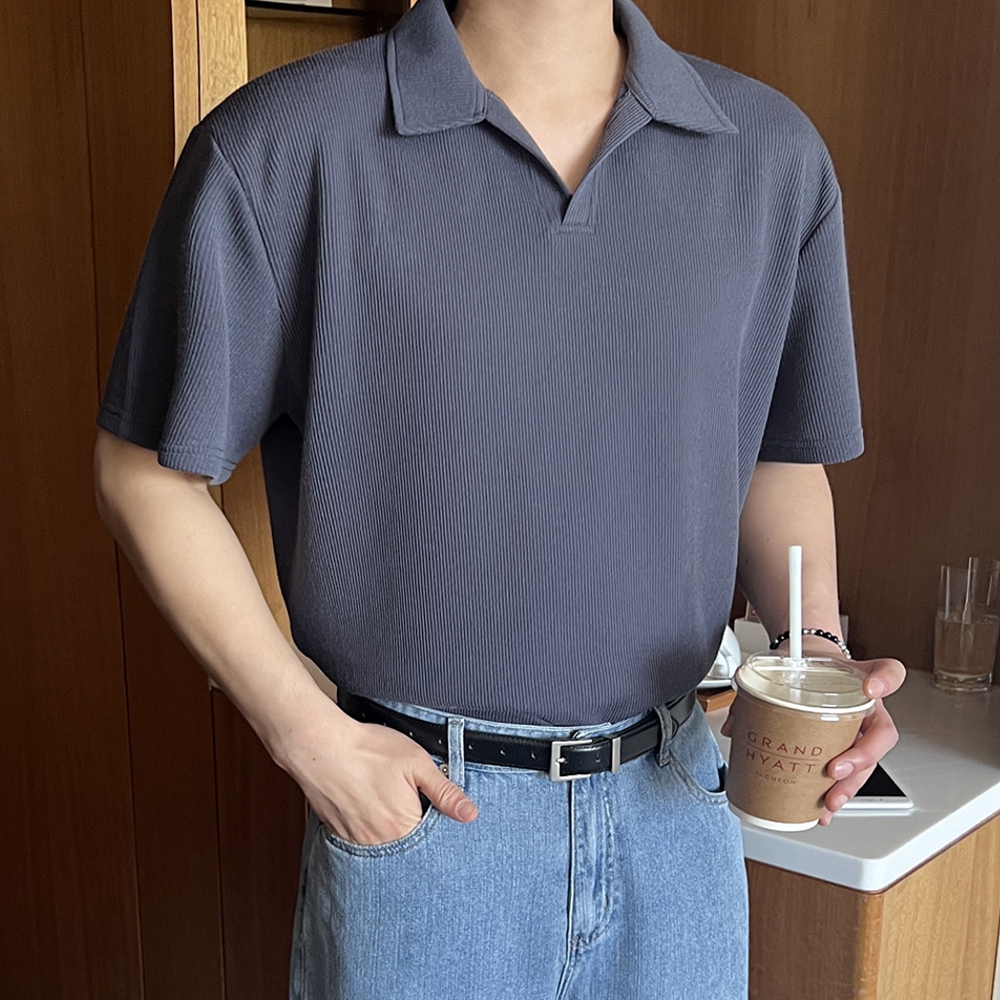 남자 패트 오버핏 여름 아이스 쿨링 카라 반팔 니트 9컬러 이미지 8
