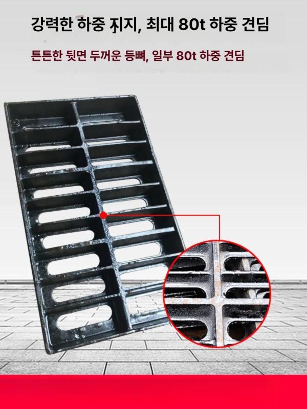 그레이팅 하수도덮개 스틸 배수로 내하중 트렌치 주철 사각 하수구 수로관커버 강판 - 상세 이미지 2