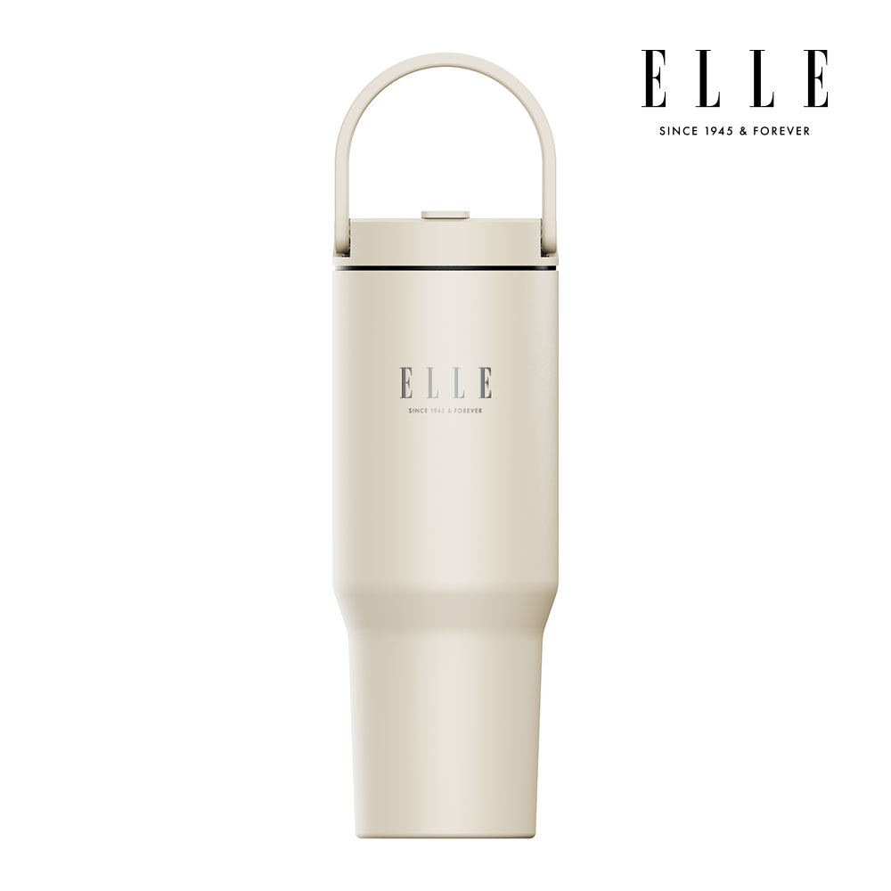 엘르 시그니처 퓨어 텀블러 대용량 차량용 스텐 빨대 손잡이 960ml, 실크크림, 1개 - 상품 이미지