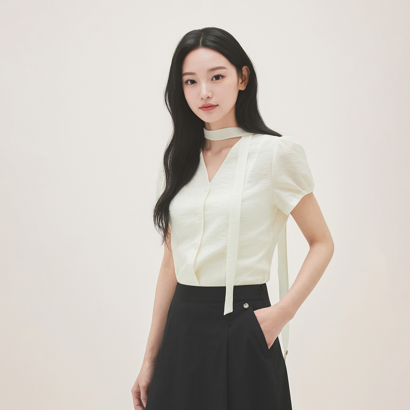 로엠 턱 디테일 A라인 롱스커트 RMWHG25R14 - 상세 이미지 5