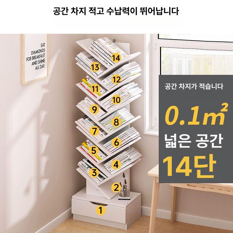 인테리어 거실 스탠딩책꽂이 책장 수직책꽂이 디자인 모던 수납장 북유럽 다층 플로어 - 상세 이미지 4