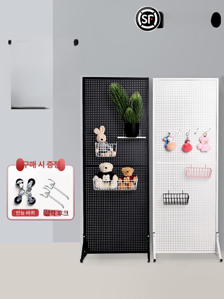 철제 타공 파티션 작품 선반 양면 걸이 인테리어 접이식 화이트 40x100 10개 10cm - 상세 이미지 2