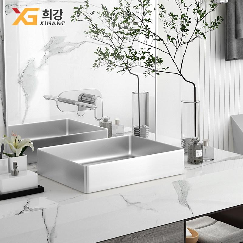 모던 스텐세면대 사각 벽걸이 도기 언더볼 스테인레스 개수대 수도꼭지 고급 거울 - 상세 이미지 5
