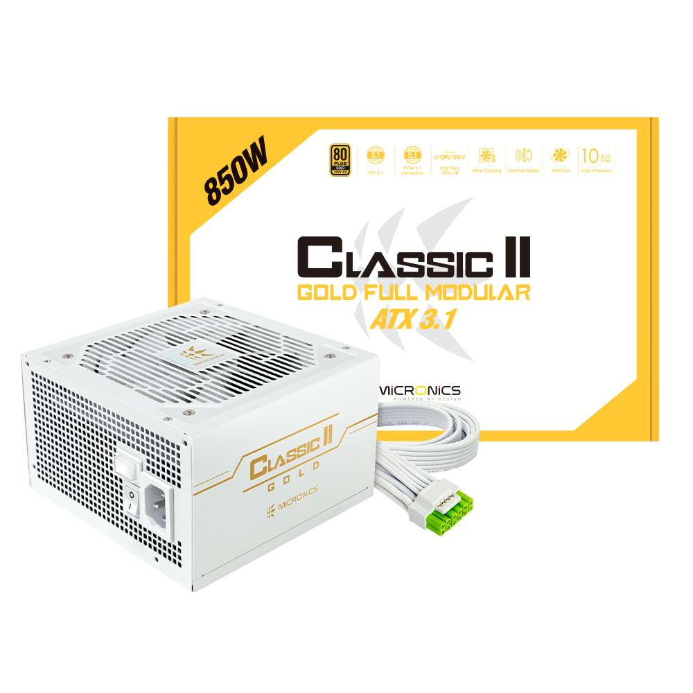 마이크로닉스 Classic II 850W 80PLUS GOLD 풀모듈러 ATX 3.1 (PCIE5.1) 화이트 - 메인 이미지
