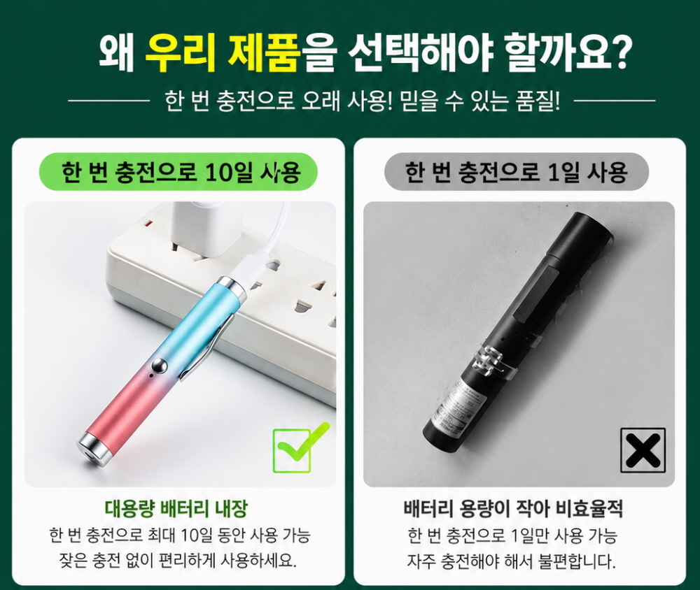 그라데이션 미니 고출력 레이저포인터 현장 충전식 tv용 모니터 레이저빔 별지시기 이미지 6