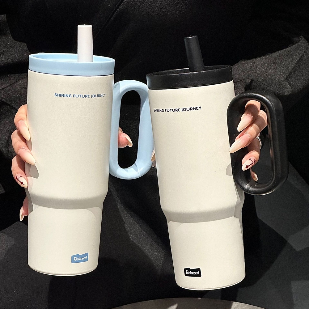 대용량 텀블러 316 스텐 720ml 파스텔 보온 보냉 물병 빨대 휴대용 차량용 화이트스카이 720ml - 상품 이미지