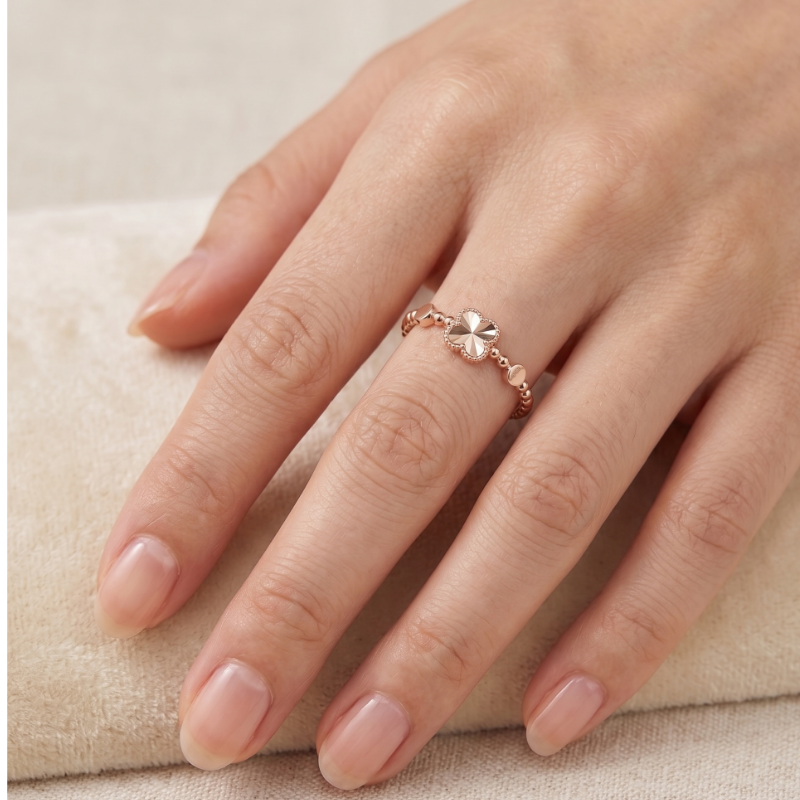 세레스 14k 반지 클로버 데일리 검지 행운 반지 18k 이미지 2