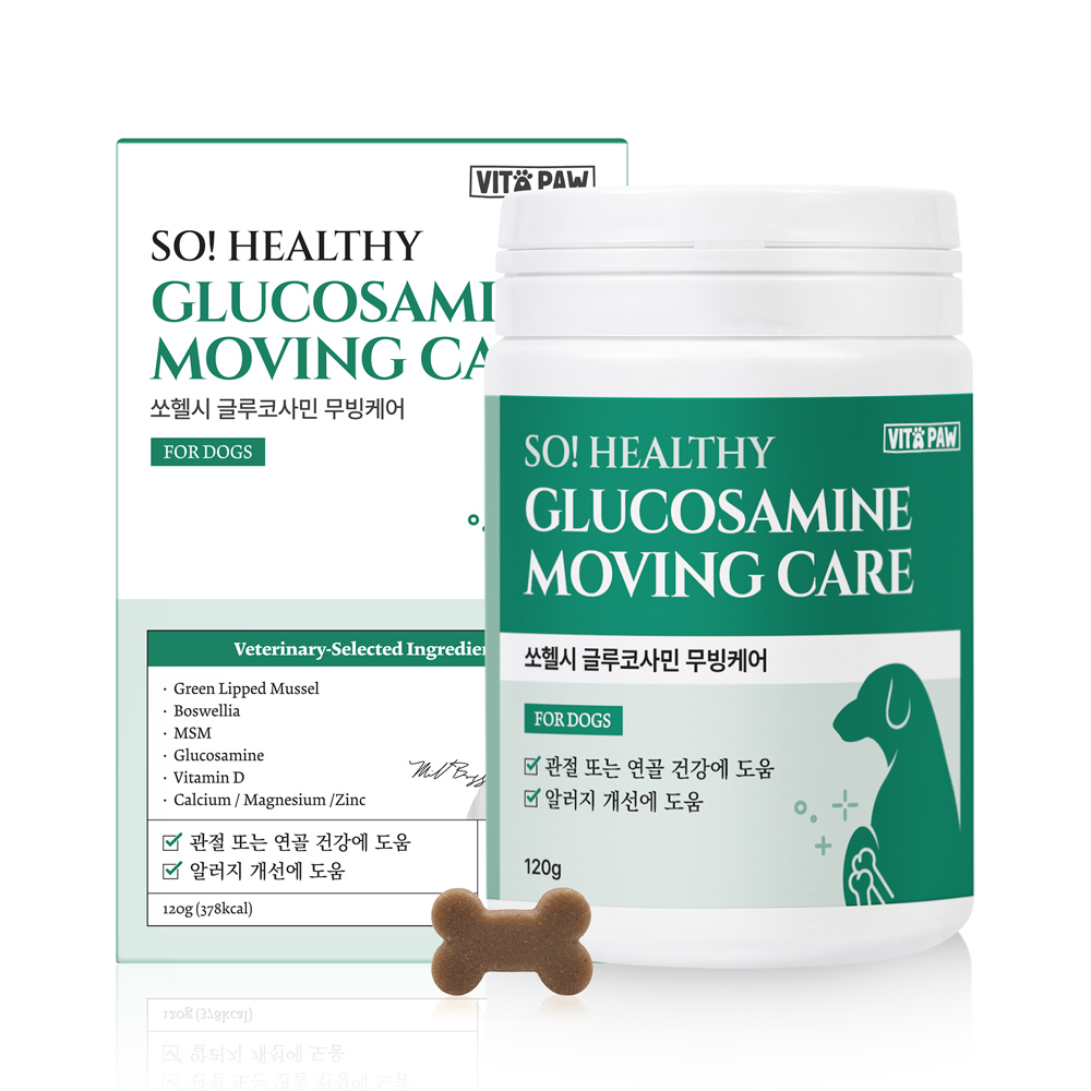 비타파우 강아지 관절 영양제 슬개골 연골 고관절 글루코사민 노견 반려견 120g, 1개 - 상품 이미지
