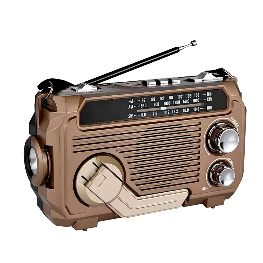 비상용 손전등 크랭크 라디오 AM/FM/SW 태양광 충전식 디지털 라디오 가전 - 상품 이미지