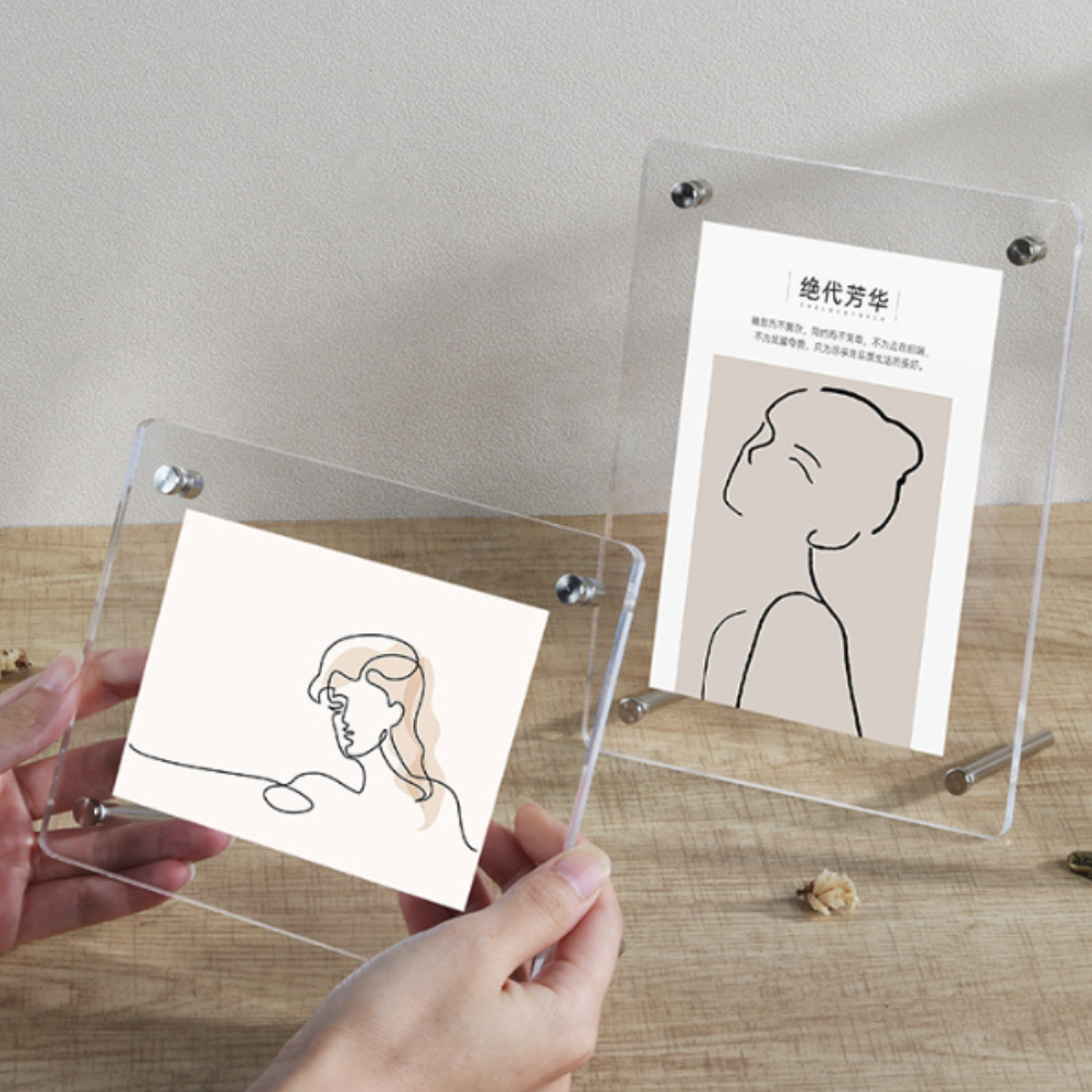 웨딩 포토 테이블 액자 아크릴 투명 탁상 스탠드 미니 상장 사진 그림 - 상세 이미지 5
