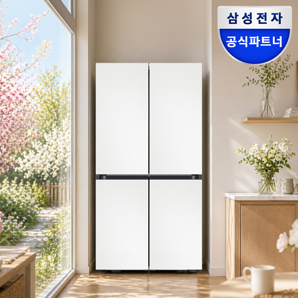네이버 삼성공식파트너 평강프라자 삼성 비스포크 Ai 냉장고 1등급 4도어 RM70F90R1ZD 에센셜화이트 대용량