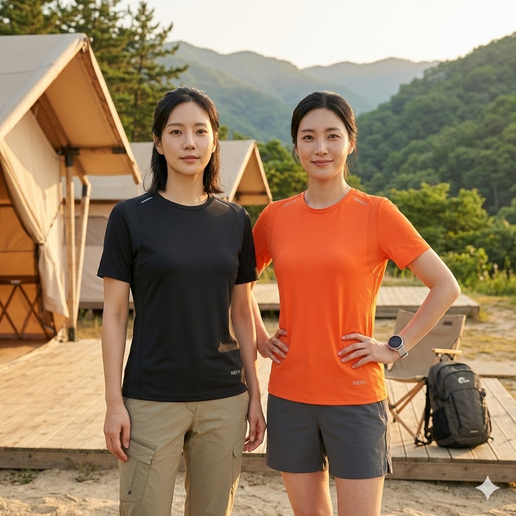 네파 여름 여성 아웃도어 트레일 러닝 냉감 스판 등산 반팔티셔츠 - 상세 이미지 4