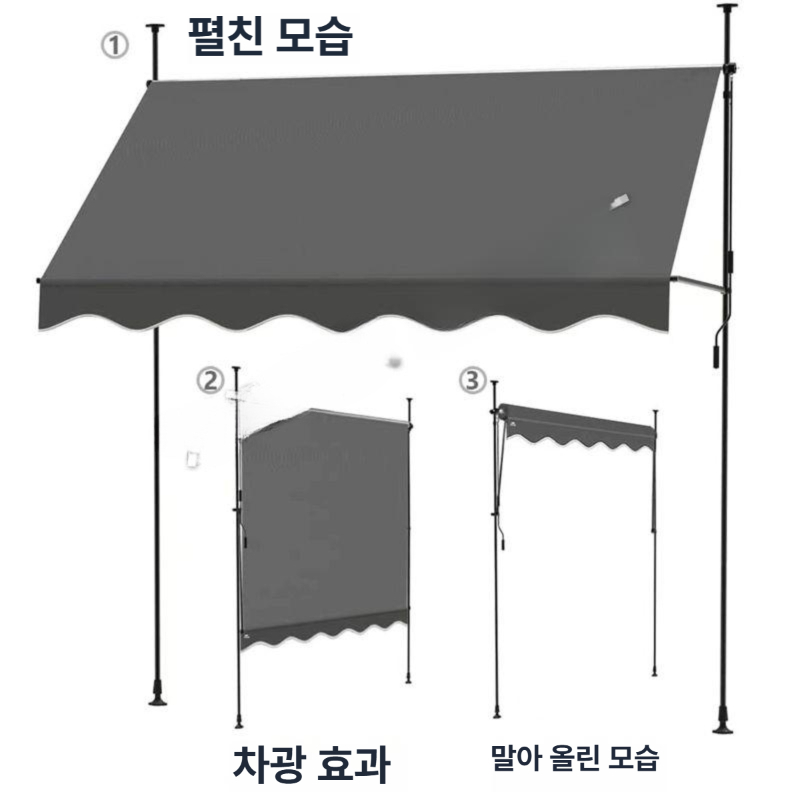 테라스 가림막 캐노피 발코니 개폐식 그늘막 접이식어닝 천막 렉산 업소용 투명 - 상세 이미지 3