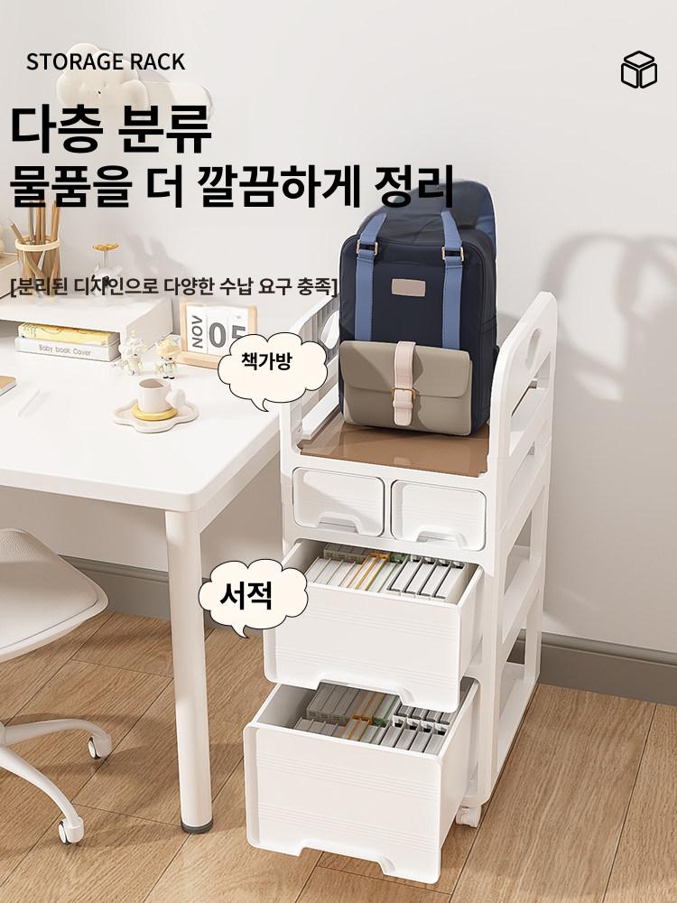 거실 이동식서랍장 바퀴달린 수납장 수납선반 다용도 모던 이동식트롤리 서랍형 랙 - 상세 이미지 3