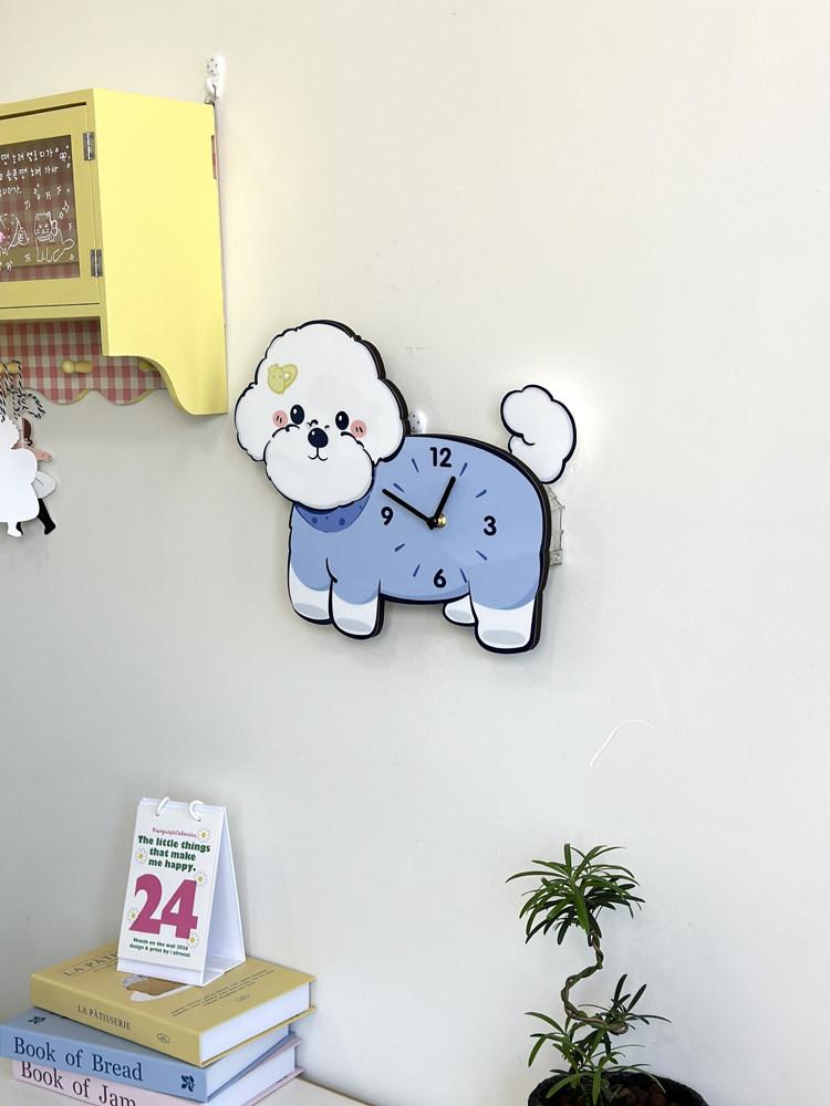 벽시계 귀여운 강아지 꼬리 흔드는 시계 30x40cm 무음 - 상세 이미지 5