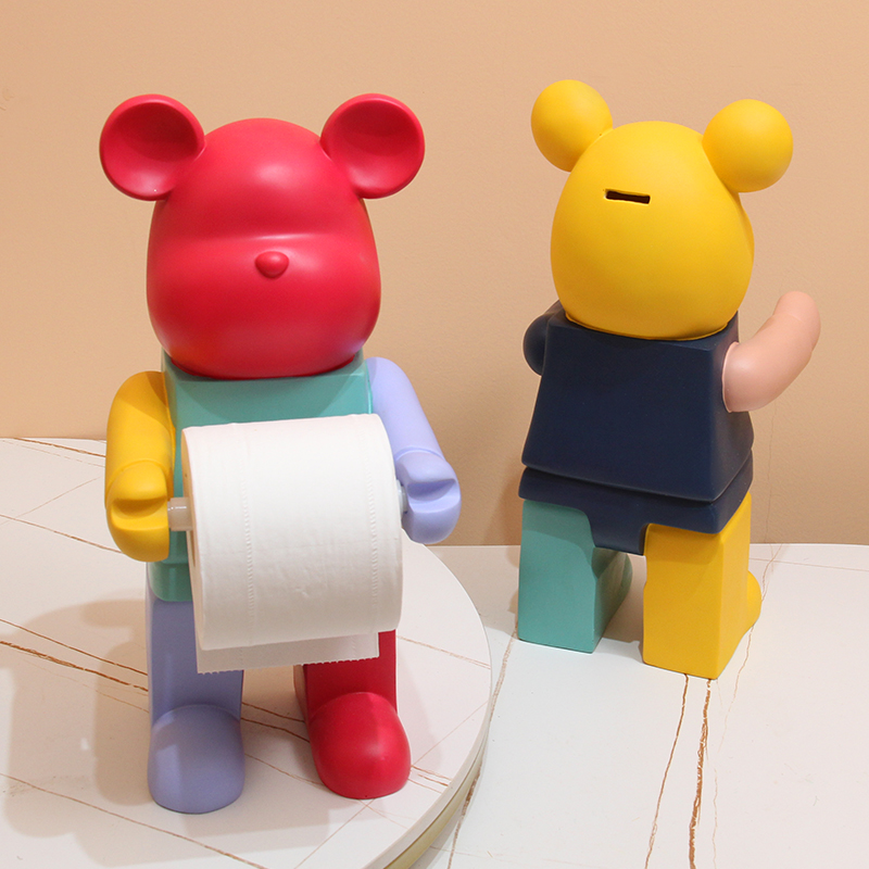 곰 휴지걸이 두루마리 인테리어 베어 오브제 선반형 장식품 무광 데코 아이템 - 상세 이미지 3