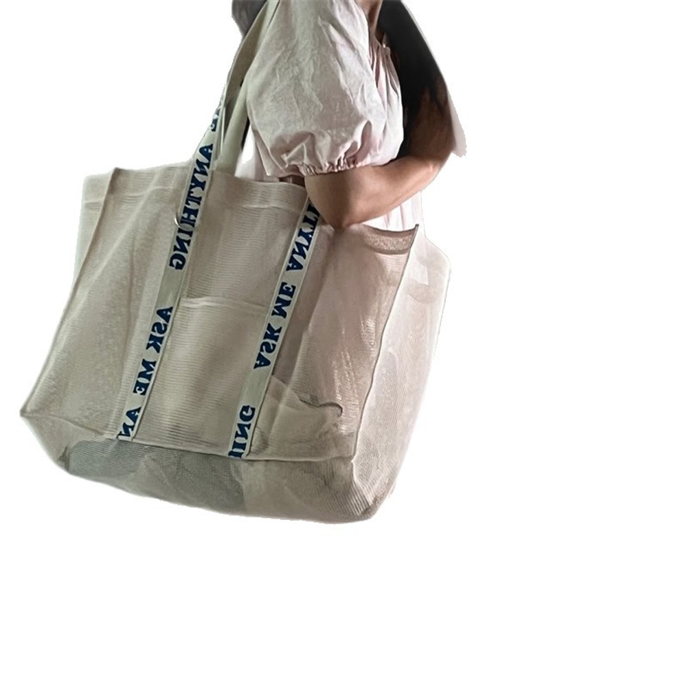 숄더 메쉬 가방 수영 대용량 비치백 바다 해변 운동 헬스 요가 보관용 비치백 52x39x20cm - 상세 이미지 5