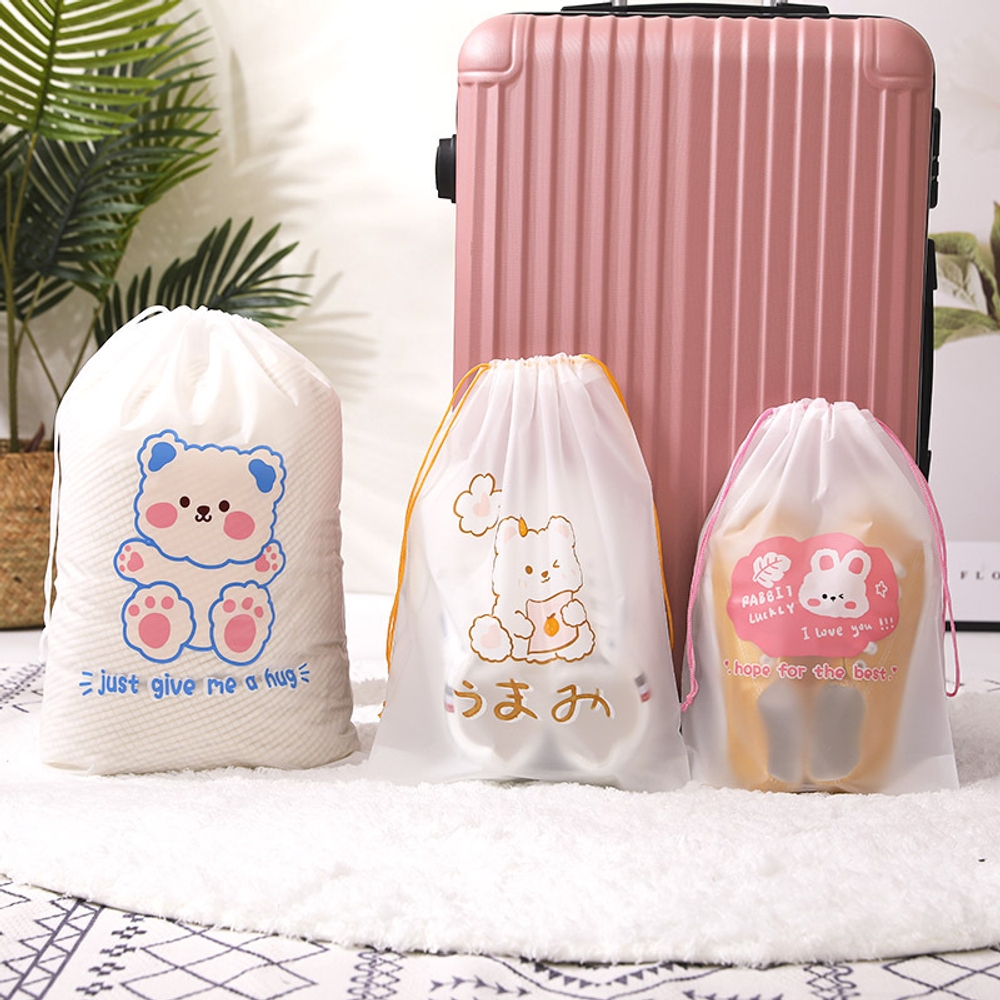 신발파우치 귀여운 방수 슈즈백 젖은옷 여행용 신발주머니 만화형 중3 대4 특대3 총10매 - 상품 이미지