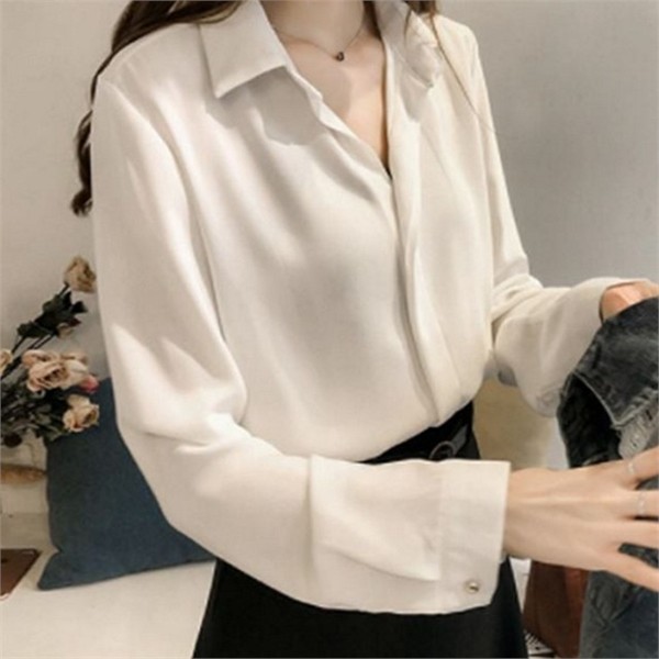 루즈핏 여성 블라우스 카라 블라우스 셔츠 정장 데일리 - 상품 이미지