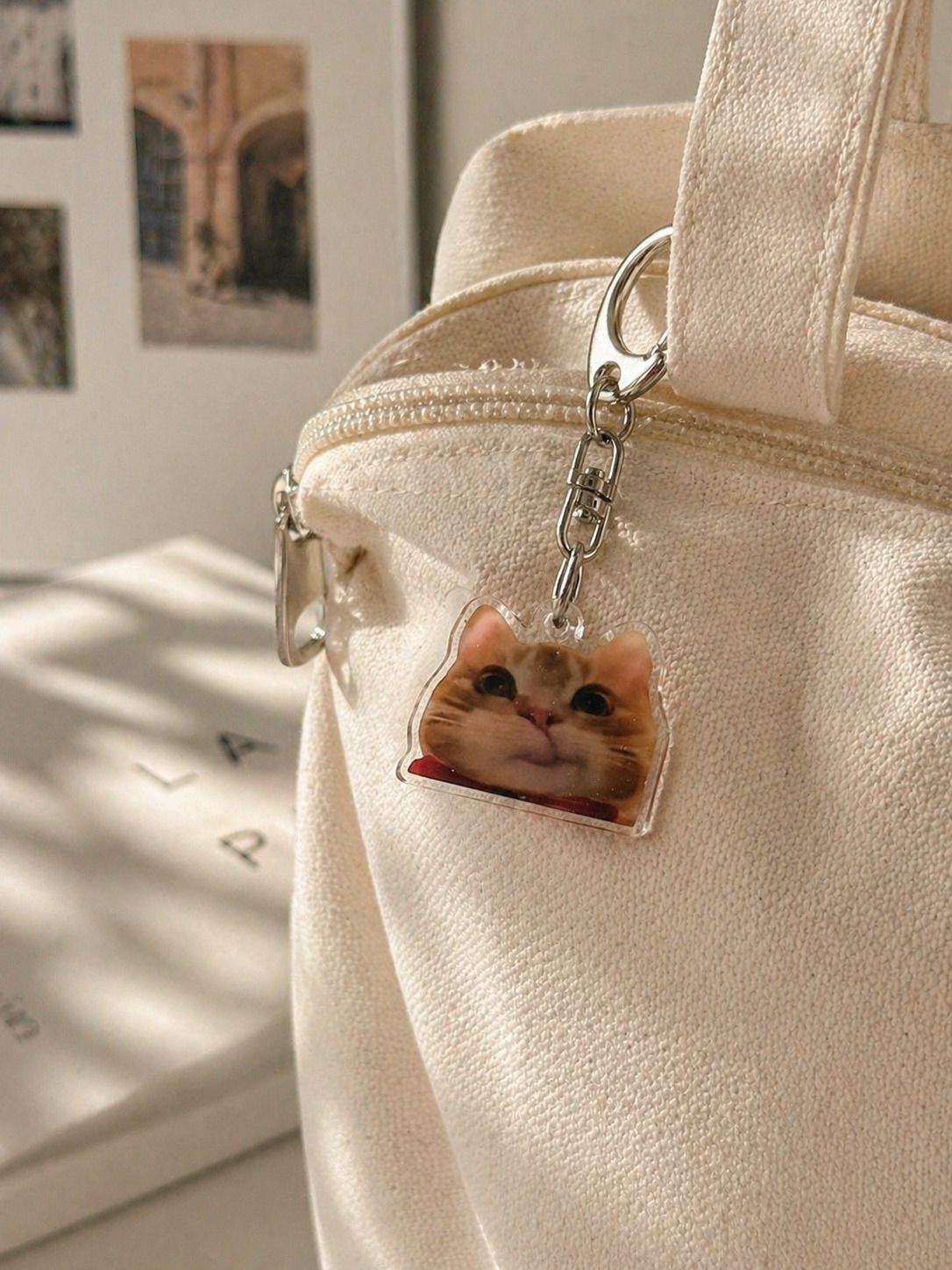 고양이 밈 키링 아크릴 키홀더 백참 참 백꾸 가꾸 열쇠고리 병맛 쓸데없는 키링 우정 선물 - 상세 이미지 2