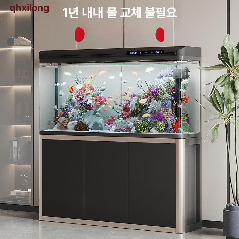 대형 수족관 인테리어 유리 금붕어 구피 물멍 투명 관상어 관상용 사육 원형 원통 - 상세 이미지 2
