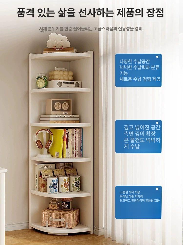 코너장 모서리수납장 원목 북유럽 장식장 선반 거실 인테리어 진열장 화이트 삼각 - 상세 이미지 2