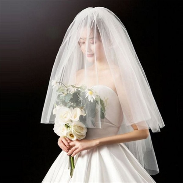 화이트웨딩 웨딩 면사포 브라이덜 셀프 웨딩 베일 결혼식 소품 - 상품 이미지