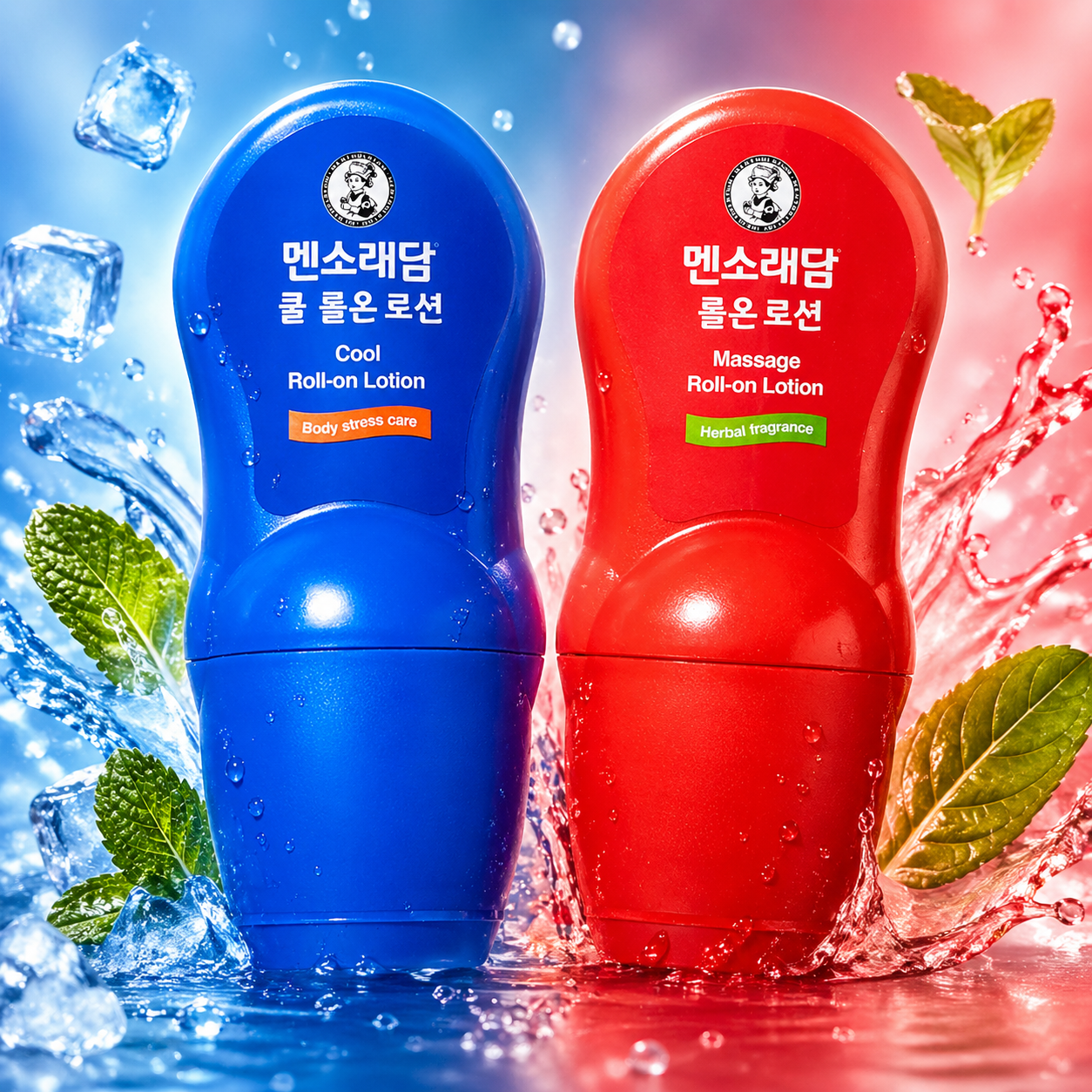 핫+쿨 세트 멘소래담 롤온 로션 바르는파스 소염 진통 허리 다리 관절 맨소래담 상품 이미지