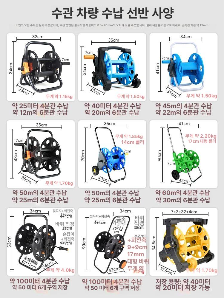 정원 호스릴 30m 원형 워터호스 정리대 보관랙 가정용 물호스 가든 용품 - 상세 이미지 3