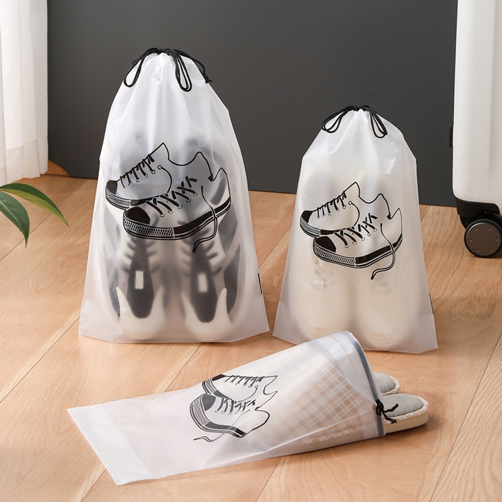 방수 가방 신발 젖은옷 보관백 투명 파우치 10개입 여행용 간편 접이식 클러치백 M 25X36cm - 상품 이미지