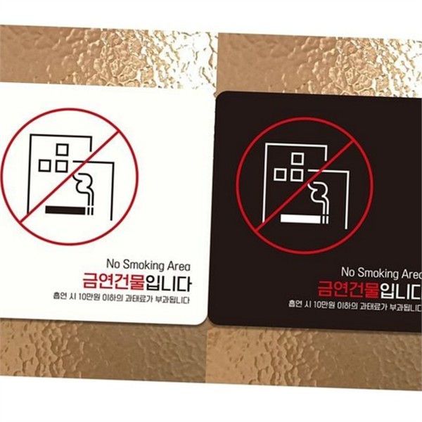 부착형 금연 건물 안내판 정사각 금연 표지판 알림 사무실 매장 - 상품 이미지